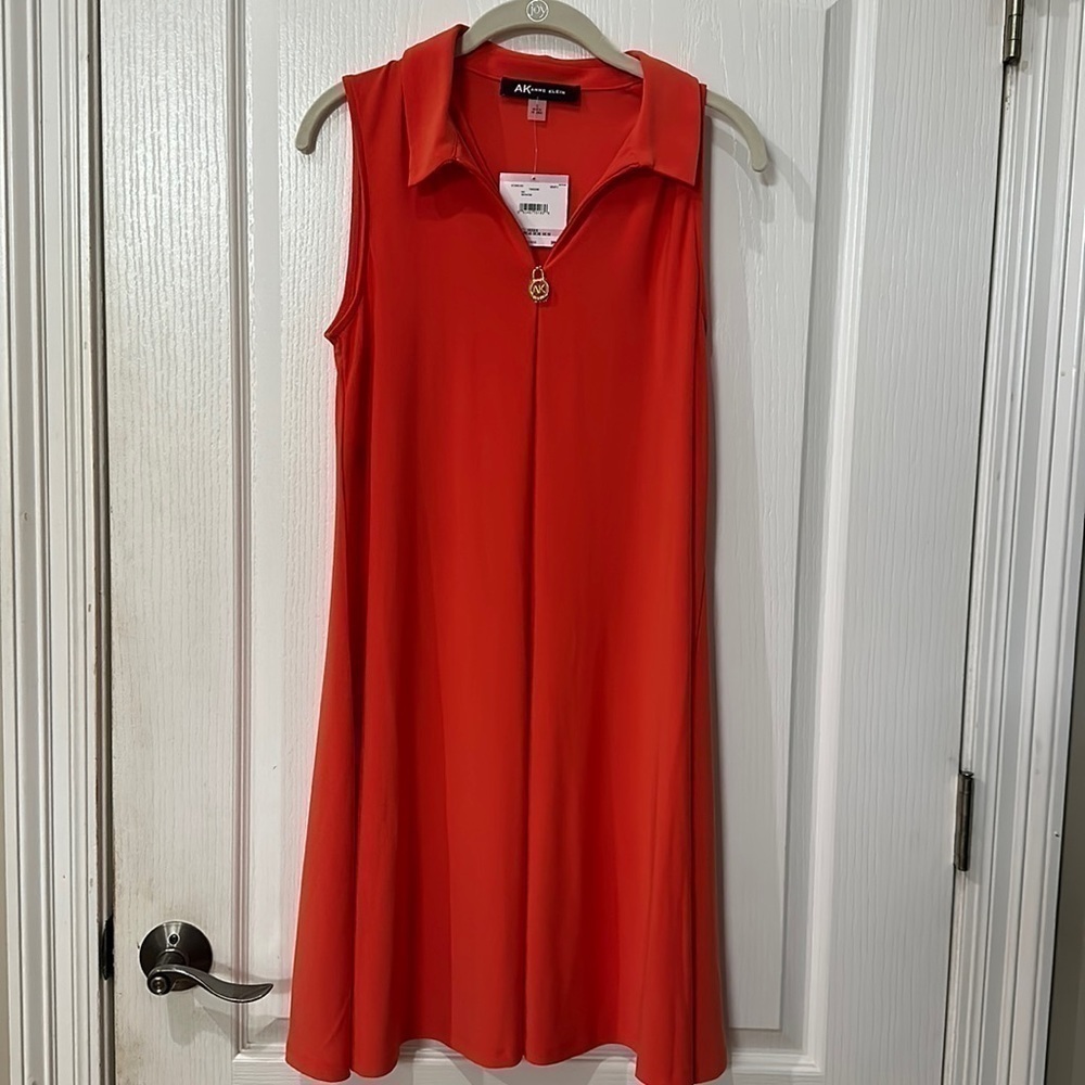 Anne Klein size 6 tangerine , Sleeveless collared dress NWT - Picture 1 of 5